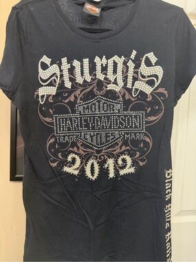 Harley-Davidson Black Girls Rhinestone Sturgis 2012 Graphic Tee